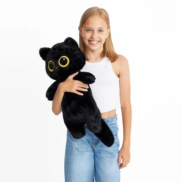 Мягкая игрушка Кот батон 130см детская плюшевая подушка обнимашка для сна ребенку Стоячий Котик Глазастик 01069-130 фото