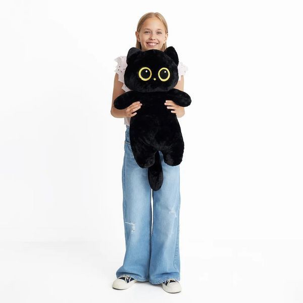 Мягкая игрушка Кот батон 130см детская плюшевая подушка обнимашка для сна ребенку Стоячий Котик Глазастик 01069-130 фото