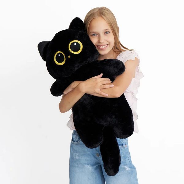 Мягкая игрушка Кот батон 130см детская плюшевая подушка обнимашка для сна ребенку Стоячий Котик Глазастик 01069-130 фото