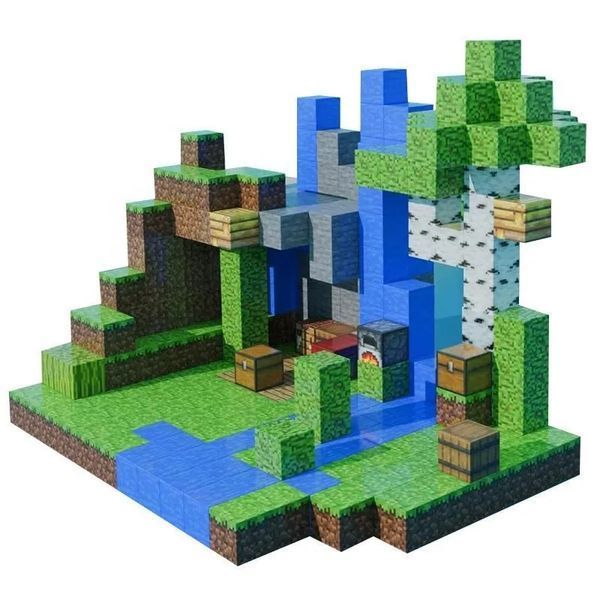 Магнитный конструктор minecraft Водопад на 300 шт деталей детский с блоков майнкрафт Вод2-300 фото