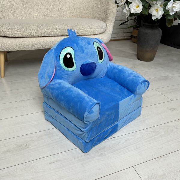 Мягкое кресло детское Стич плюшевый раскладной диван из мульфильма Lilo Stich, Синий Стіч- КР3 фото