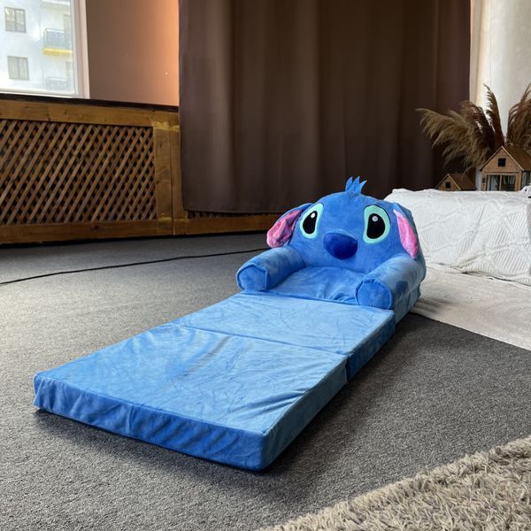 Мягкое кресло детское Стич плюшевый раскладной диван из мульфильма Lilo Stich, Синий Стіч- КР3 фото