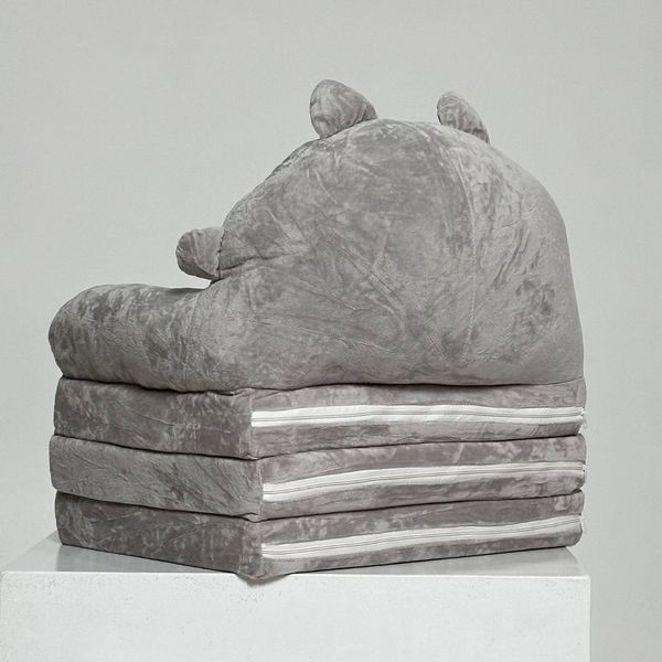 Детское плюшевое кресло Кот Веселый мягкий диван кровать для детей в комнату, Серый КР-КВ-3 фото