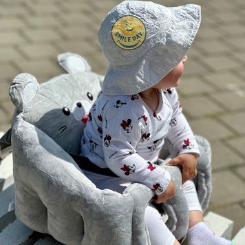 Дитяче плюшеве мʼяке крісло з бортами Кіт 40см з ременем фіксації, стільчик для дітей 0-2 роки, Сірий БК-6 фото