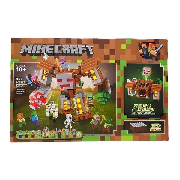 Конструктор Minecraft Деревянный остолом с LED подсветкой на 857 деталей, майнкрафт,ай у практи КО-08 фото