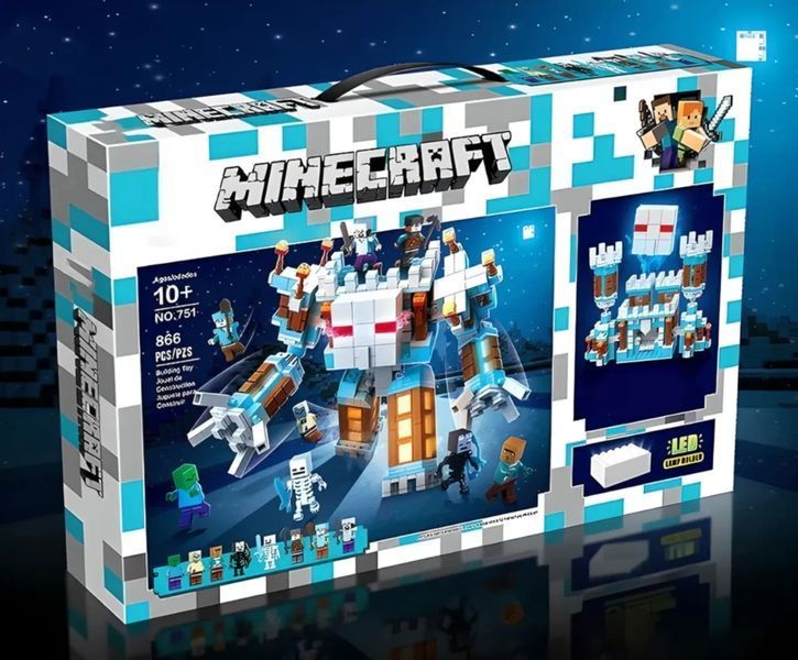 Конструктор My World Minecraft Сніжний Голем-Фортеця трансформер 2в1 LED 866 деталей, майнкрафт , май ворлд KO-09 фото