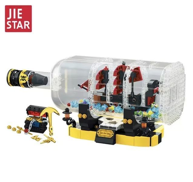 Конструктор блочный JIE STAR Корабль в бутылке 852 детали конструктор пираты с LED-подсветкой детский набор от 6 лет КО-32 фото