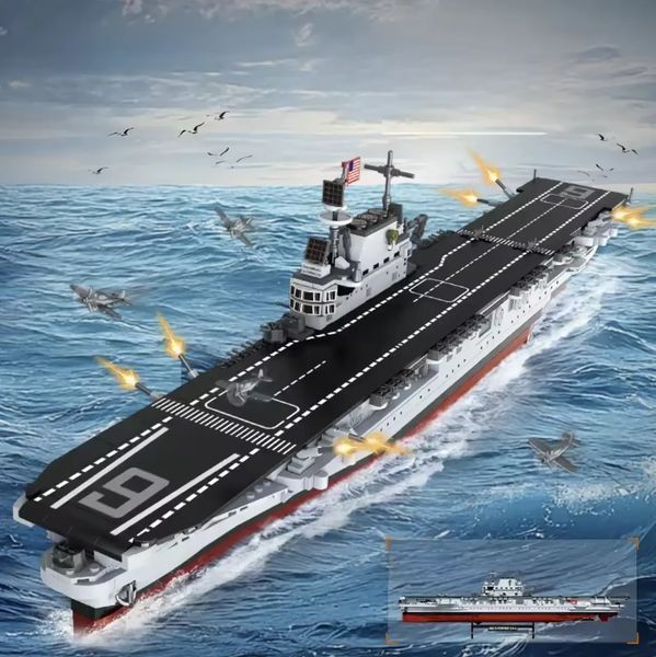 Конструктор блочный Forange Авианосец USS Enterprise CV-6 1883 деталей военный корабль большой набор от 6 лет KO-36 фото