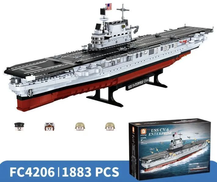 Конструктор блочный Forange Авианосец USS Enterprise CV-6 1883 деталей военный корабль большой набор от 6 лет KO-36 фото