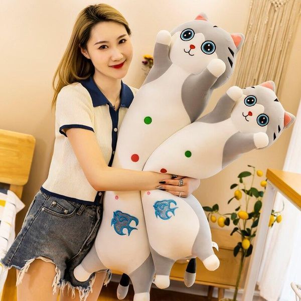 Мягкая игрушка Кот 100см батон с узорами огромная детская длинная плюшевая подушка обнимашка большая для сну ребенку КБ-УЗ-100 фото