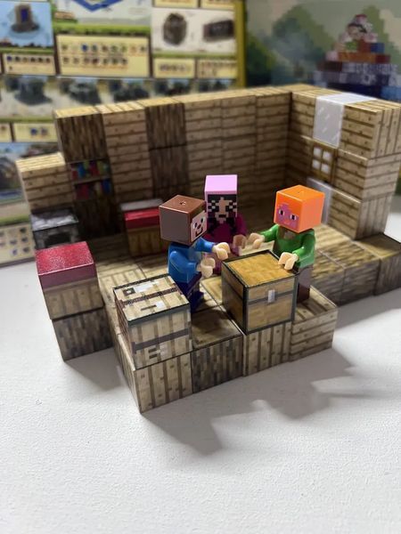 Магнитный minecraft конструктор Деревянный дом блочный 80 деталей детский майнкрафт с персонажами ДІм-дерев-80 фото