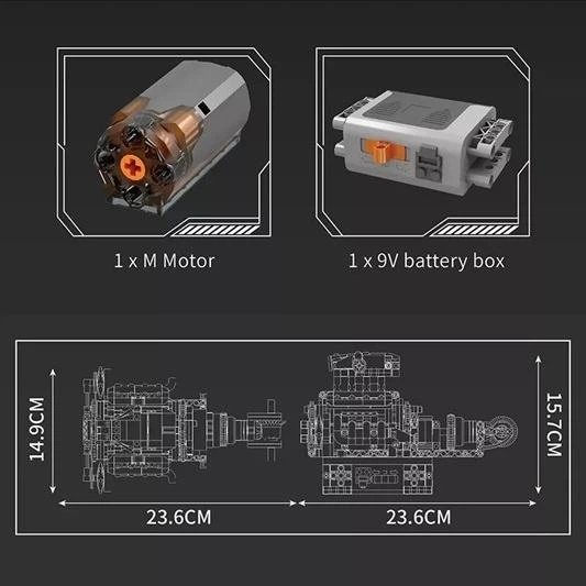 Блоковий конструктор Mould King 10206 Двигун McLaren V8 моторизований (737 деталей) Technic KO-136 фото