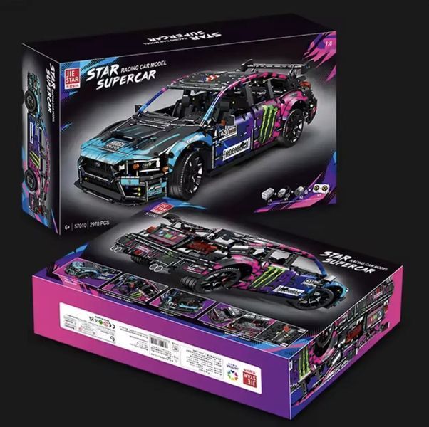 Конструктор блочный JIE STAR Subaru WRX STI на радиоуправлении 2978 деталей спортивный расоленный автомобиль детский набор от 6 KO-43 фото