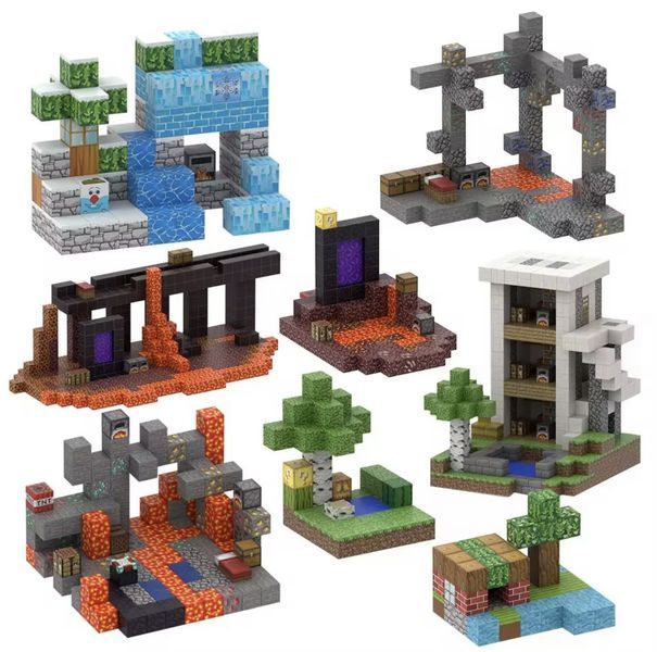 Minecraft магнітний конструктор Кам'яний будинок блоки 193 деталей дитячий майнкрафт з персонажами від 3 років Кам'яний-193 фото