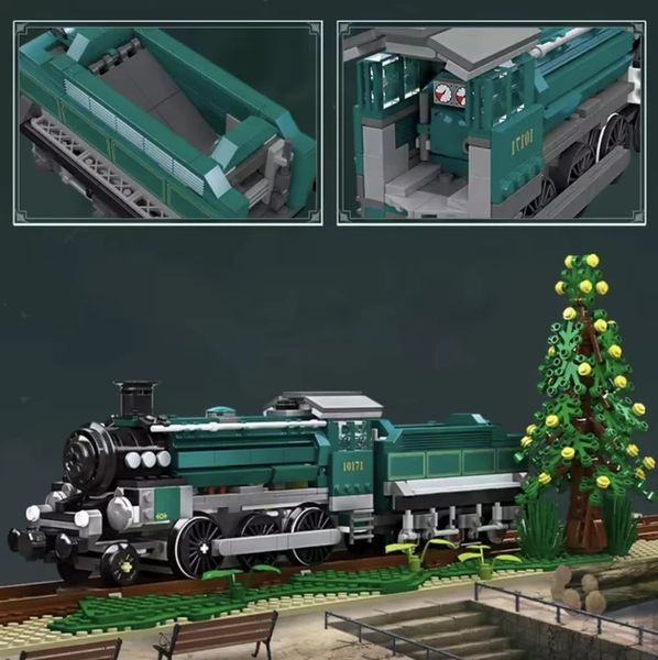 Конструктор блочный JIE STAR Поезд Steam Train 808 деталей большой железнодорожный набор поезд детский конструктор от 6 лет KO-49 фото