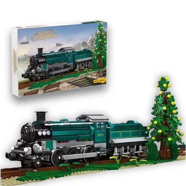 Конструктор блочный JIE STAR Поезд Steam Train 808 деталей большой железнодорожный набор поезд детский конструктор от 6 лет KO-49 фото