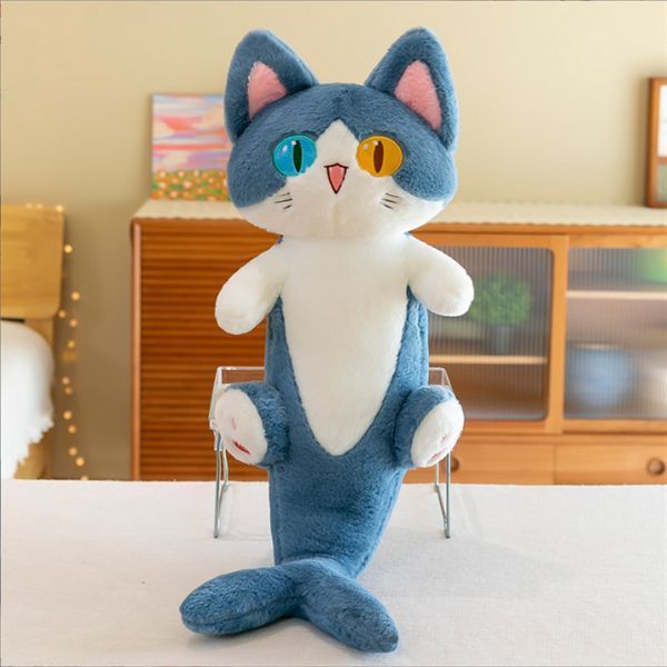 Игрушка кот акула 135 см плюшевая мягкая с хвостом русалки и разные глаза кото рыба длинная 01020 фото