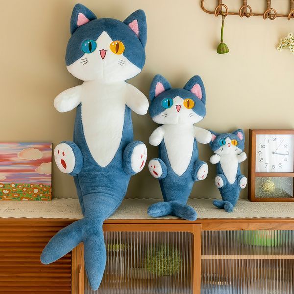 Игрушка кот акула 135 см плюшевая мягкая с хвостом русалки и разные глаза кото рыба длинная 01020 фото