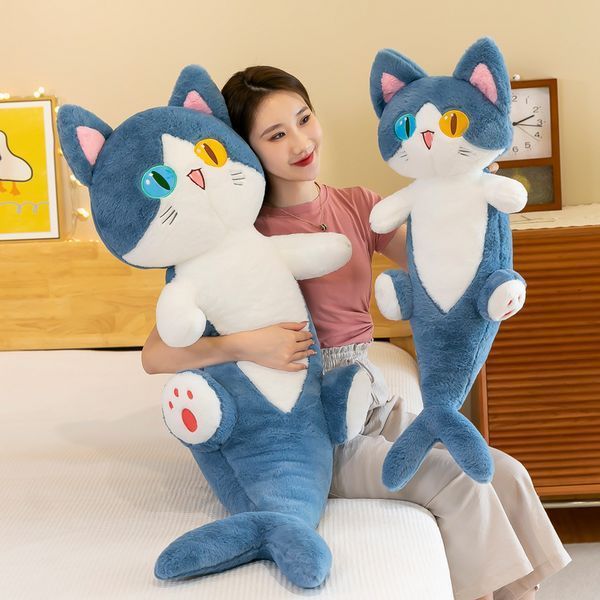 Игрушка кот акула 135 см плюшевая мягкая с хвостом русалки и разные глаза кото рыба длинная 01020 фото