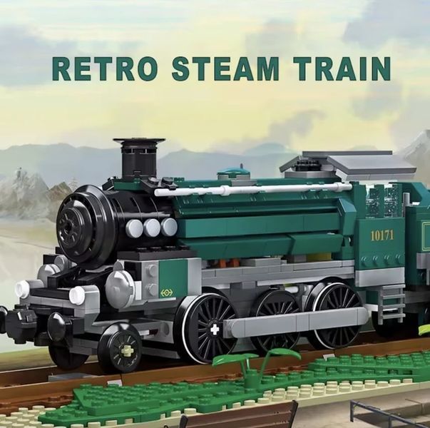 Конструктор блочный JIE STAR Поезд Steam Train 808 деталей большой железнодорожный набор поезд детский конструктор от 6 лет KO-49 фото