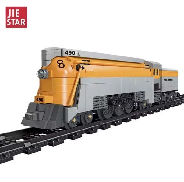 Конструктор блочный JIE STAR Поезд Steam Train 808 деталей большой железнодорожный набор поезд детский конструктор от 6 лет KO-49 фото