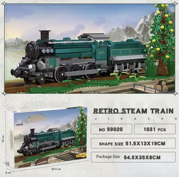 Конструктор блочный JIE STAR Поезд Steam Train 808 деталей большой железнодорожный набор поезд детский конструктор от 6 лет KO-49 фото