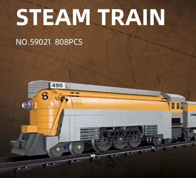 Конструктор блочный JIE STAR Поезд Steam Train 808 деталей большой железнодорожный набор поезд детский конструктор от 6 лет KO-49 фото