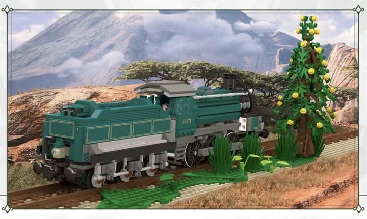 Конструктор блочный JIE STAR Поезд Steam Train 808 деталей большой железнодорожный набор поезд детский конструктор от 6 лет KO-49 фото