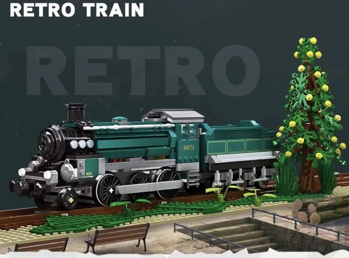 Конструктор блочный JIE STAR Поезд Steam Train 808 деталей большой железнодорожный набор поезд детский конструктор от 6 лет KO-49 фото