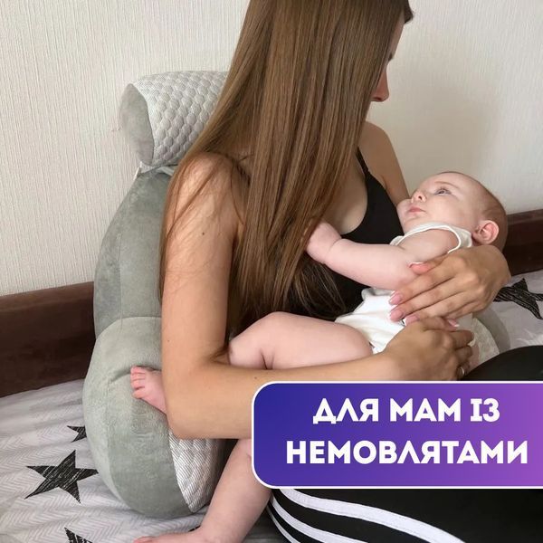 Подушка під спину для читання 60х40 см вагітних і годування ортопедична з підлокітниками та валиком Синій 02040-60х40 фото