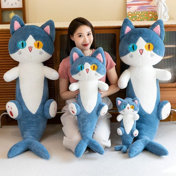 Игрушка кот акула 50 см плюшевая мягкая с хвостом русалки и разные глаза кото рыба длинная 01018 фото