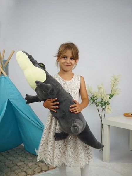 М'яка іграшка Крокодил 100см плюшевий довгий алігатор, Сірий ІГ-0004-З фото