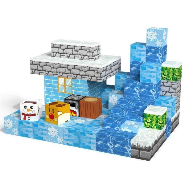 Магнитный конструктор minecraft Зимний Дом на 110 шт деталей детский с блоков майнкрафт ЗимБуд-110 фото